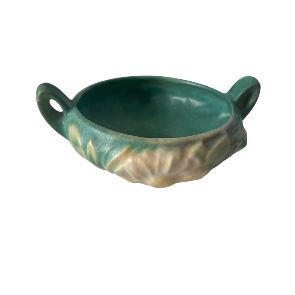 Roseville Magnolia Green Matte Finish  3 inch Sugar Bowl with two handles